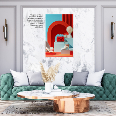 Elegant White Shoes and Red Handbag – Digital Art Outfit Presentation, Marime 40x25CM [2]