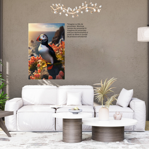Tablou Canvas - Papagal de Mare pe Pământ Inflorit, Marime 40x25CM [3]