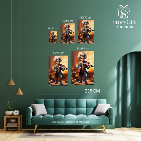 Tablou Canvas Păpușa cu Vioară | Pictură Digitală Muzică Clasică și Populară, Marime 40x25CM [2]