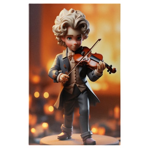 Personaje Desene Animate - Tablou Canvas Păpușa cu Vioară | Pictură Digitală Muzică Clasică și Populară, Marime 40x25CM