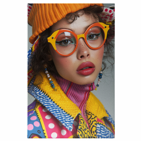 Portret - Tablou Canvas - Pasiune pentru Modă Colorată și Accesorii Unice, Pictură Digitală, Marime 40x25CM