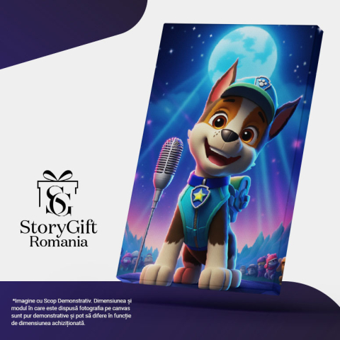 Tablou Canvas:  Patrula Cățeilor Cântec la Lună Plină- Desene Animate Pictura Digitala 40x25CM [4]