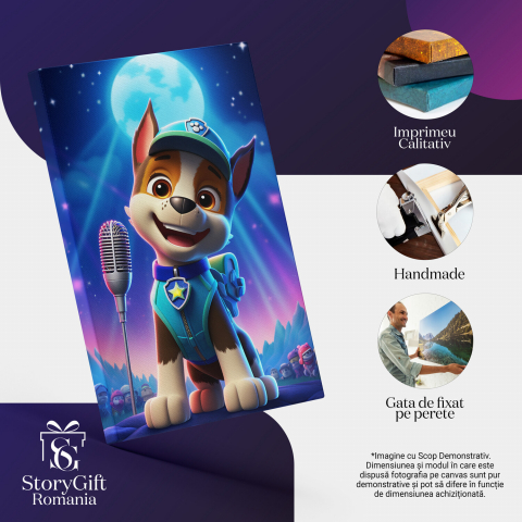 Patrula Cățelului Cântând la Lună Plină - Pictură Digitală pentru Copii, Marime 40x25CM [1]