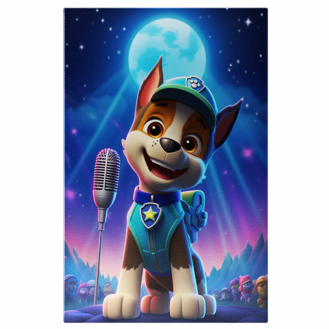 Personaje Desene Animate - Patrula Cățelului Cântând la Lună Plină - Pictură Digitală pentru Copii, Marime 40x25CM