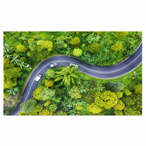 Peisaje cu Drona - Peisaj Aerial cu Pădure și Drum - O Privire Spectaculoasă din Indonezia, Marime 40x25CM