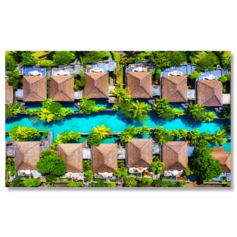 Peisaje cu Drona - Tablou Canvas Peisaj Aerian in Indonezia, Case, Aerial, Apa, Vila, Stil de Viata 2686 40x25CM