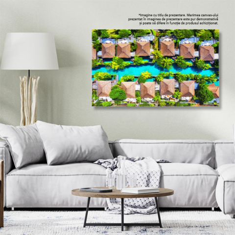 Tablou Canvas Peisaj Aerian in Indonezia, Case, Aerial, Apa, Vila, Stil de Viata 2686 40x25CM [2]
