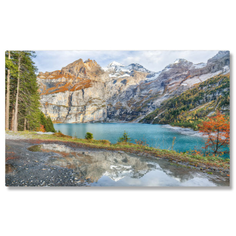 Apă & Natură - Tablou Canvas Peisaj Alpin Toamna la Lacul Schiederweiher Aventura, Reflexie, Natura, Montan 1857 40x25CM