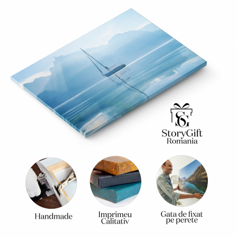 Barca pe Lac în Zona Montană - Frumusețea Naturii, Marime 40x25CM [1]