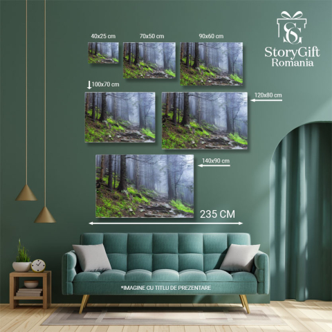 Tablou Canvas Peisaj cu Arbori si Ceasca dupa Ploaie, Toamna, Fantana, Magie, Mister, Padure 2730 40x25CM [4]