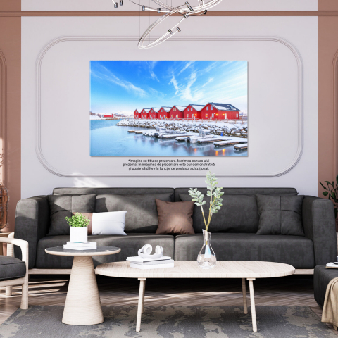Peisaj cu Case Tradiționale Roșii din Lemn, Marime 40x25CM [2]