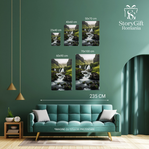 Peisaj cu Râu și Stânci - Tablou Canvas, Marime 40x25CM [2]