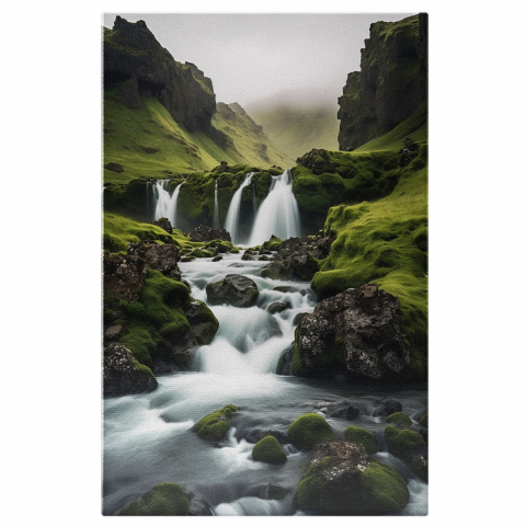 Peisaj cu Râu și Stânci - Tablou Canvas, Marime 40x25CM