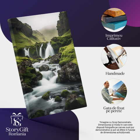 Peisaj cu Râu și Stânci - Tablou Canvas, Marime 40x25CM [1]