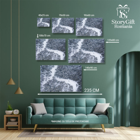 Tablou Canvas Peisaj de Iarna cu Masina, Munte si Priveliste Aeriana 40x25CM [4]