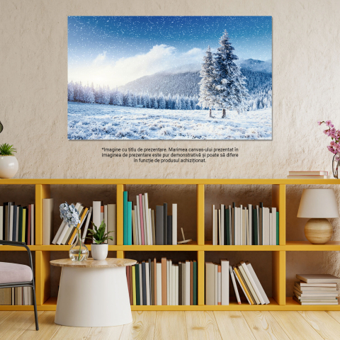 Tablou Canvas Peisaj de Iarnă cu Pădure Înghețată: Frumusețea Naturii Acoperită de Zăpadă, Marime 40x25CM [2]