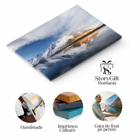 Peisaj de Iarnă în Insulele Lofoten: Fjorduri și Munți Acoperiți de Zăpadă, Marime 40x25CM [1]