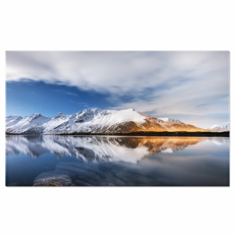 Munte - Peisaj de Iarnă în Insulele Lofoten: Fjorduri și Munți Acoperiți de Zăpadă, Marime 40x25CM