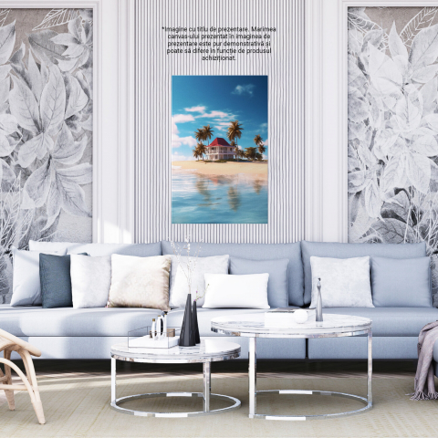 Tablou Canvas Peisaj de pe o Insulă: Casă pe Plajă cu Mare și Apă, Marime 40x25CM [3]