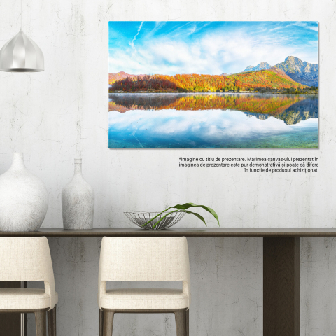 Peisaj de Toamnă la Dimineața Însorită pe Pajiștea de Alp – Tablou Canvas, Marime 40x25CM [2]