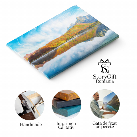 Peisaj de Toamnă la Dimineața Însorită pe Pajiștea de Alp – Tablou Canvas, Marime 40x25CM [1]