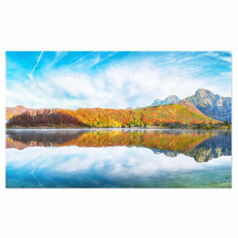 Peisaj de Toamnă la Dimineața Însorită pe Pajiștea de Alp – Tablou Canvas, Marime 40x25CM