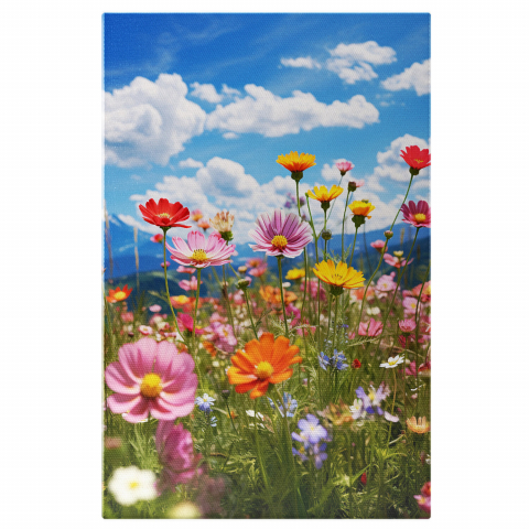 Flori - Peisaj cu Flori de Câmp - Pictură Digitală de Natură, Marime 40x25CM