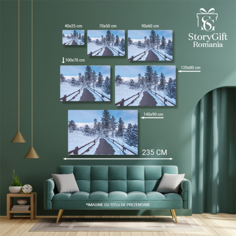 Tablou Canvas - Peisaj inzepezit in Padure: Liniste si Eleganta in Asteptarea Sarbatorilor de Iarna 40x25CM [4]