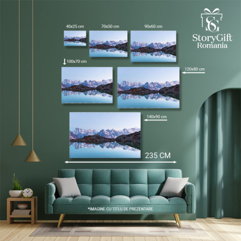 Tablou Canvas Peisaj Lac Blanc cu Cort Rosu, munte, natura, calatorie, peisaj, Franta, Alpi 3719 40x25CM [4]