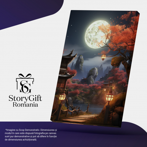 Tablou Canvas:  Peisaj- Lună plină în Japonia- Fotografie cu Elemente Naturale Pictura Digitala 70x50CM [3]