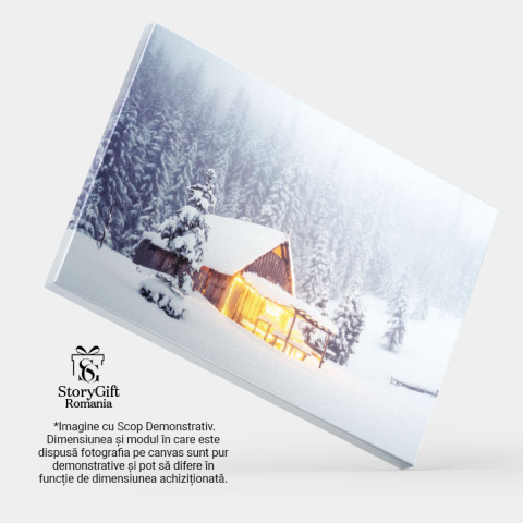 Tablou Canvas Peisaj Minunat cu Casa Inzapezita Munte, Inzapezit, Peisaj 1912 40x25CM [3]