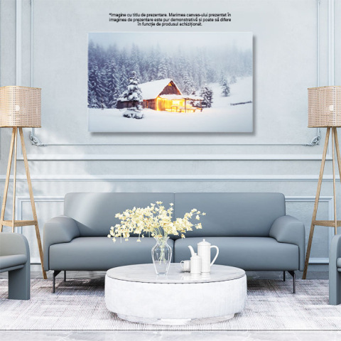 Tablou Canvas Peisaj Minunat cu Casa Inzapezita Munte, Inzapezit, Peisaj 1912 40x25CM [2]