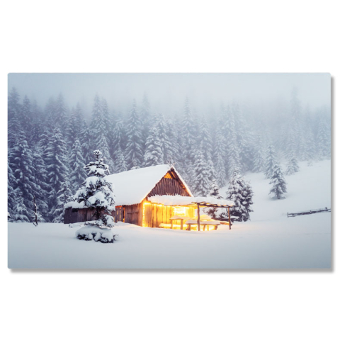 Peisaj - Tablou Canvas Peisaj Minunat cu Casa Inzapezita Munte, Inzapezit, Peisaj 1912 40x25CM