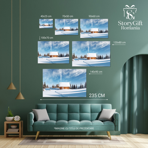 Locuință Înghețată în Peisajul Montan de Iarnă, Marime 40x25CM [3]