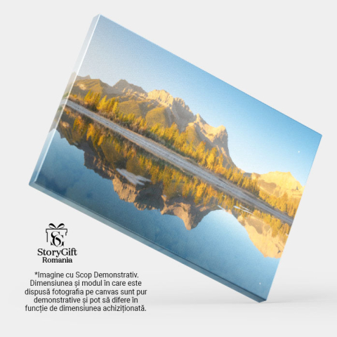 Tablou Canvas Peisaj Montan la Rasarit, Raze de Soare intr-o Vale, Lac, Padure 3119 40x25CM [3]