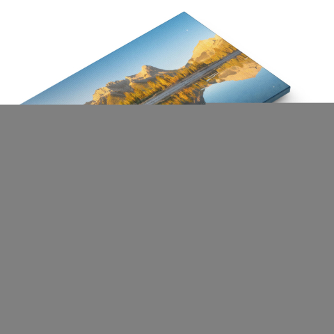 Tablou Canvas Peisaj Montan la Rasarit, Raze de Soare intr-o Vale, Lac, Padure 3119 40x25CM [1]