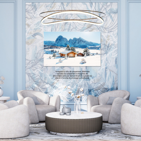 Peisaj Pictoresc cu Mica Casă de Lemn pe Munte, Alpe di Siusi, Dolomiți, Italia, Marime 40x25CM [2]