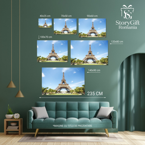 Peisaj Urban cu Turnul Eiffel – Tablou Canvas, Marime 40x25CM [3]