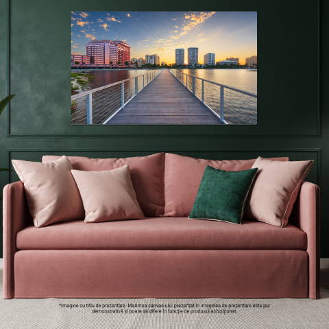 Tablou Canvas Peisaj Urban în Districtul Columbia: Luminite Strălucitoare în Zorii Dimineții, Marime 40x25CM [3]