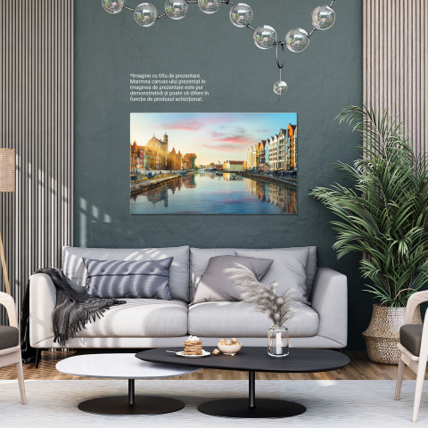 Tablou Canvas: Peisaj Urban la Canalul din Polonia - Arhitectura Istorică și Port, Marime 40x25CM [3]