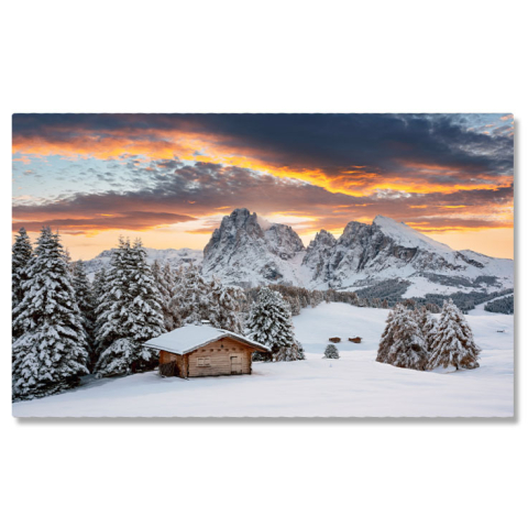 Peisaj - Tablou Canvas Peisaje de iarna in Dolomiti: zapada si munti, farmec hibernal 40x25CM
