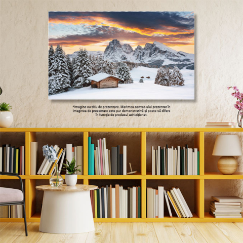 Tablou Canvas Peisaje de iarna in Dolomiti: zapada si munti, farmec hibernal 40x25CM [2]