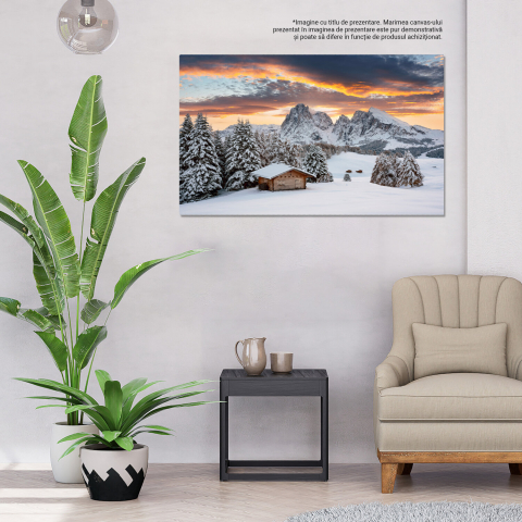 Peisaje de Iarnă în Dolomiți - Farmecul Zăpezii și Muntelui, Marime 40x25CM [2]