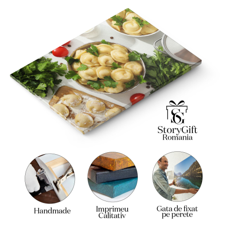 Tablou Canvas Pelmeni  Concept de Mancare Gustoasa Bucate Fierbinti si Savori traditionale, Perfecte pentru Mese Delicioase 40x25CM [1]
