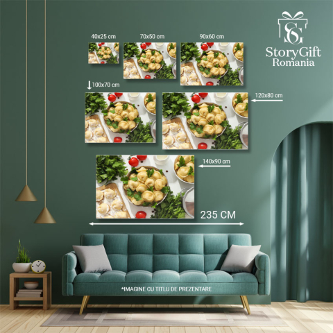 Tablou Canvas Pelmeni  Concept de Mancare Gustoasa Bucate Fierbinti si Savori traditionale, Perfecte pentru Mese Delicioase 40x25CM [4]