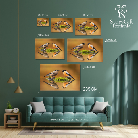 Pereche de Ciocănitori Eurasiatice pe Lac - Eleganță și Natură, Marime 40x25CM [3]