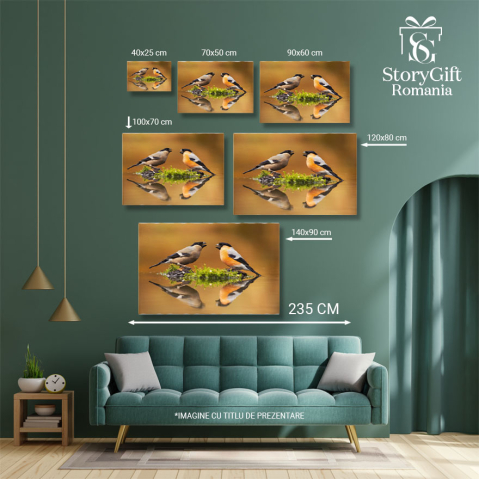 Tablou Canvas Pereche de Ciocantatori Eurasiatice Mascul si Feminin Pasari, Lac, Reflectie, Natura, Eleganta 3445 40x25CM [4]