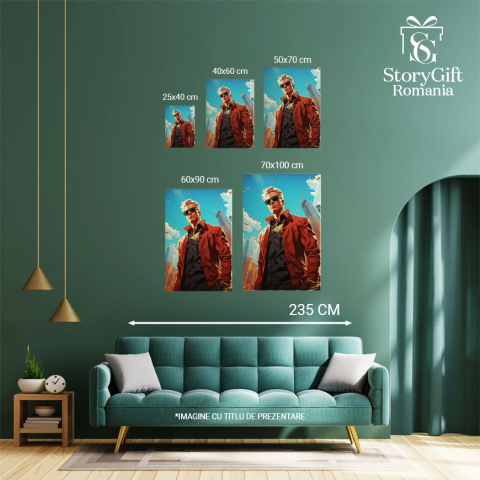 Tablou Canvas:  Personaj Animat Barbat in Era Blocurilor Inalte - Fotografie de Portret Urban Pictura Digitala 40x25CM [3]