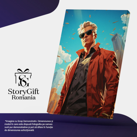 Tablou Canvas:  Personaj Animat Barbat in Era Blocurilor Inalte - Fotografie de Portret Urban Pictura Digitala 40x25CM [4]