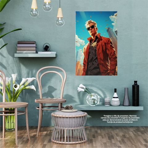 Tablou Canvas:  Personaj Animat Barbat in Era Blocurilor Inalte - Fotografie de Portret Urban Pictura Digitala 40x25CM [1]